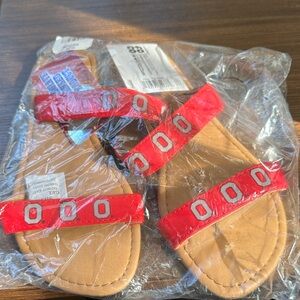 Women's Ohio State Red Sandals with Buckle Detail